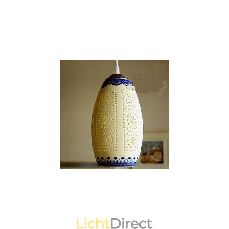 Retro Keramische lamp lamp Trappen Blauwe Enkele Kop Kroonluchter Creatief
