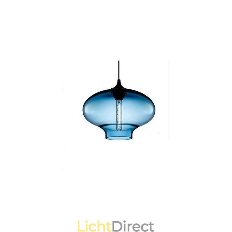 1-lichts moderne glazen witte en blauwe transparante hanglamp