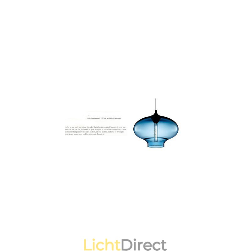 1-lichts moderne glazen witte en blauwe transparante hanglamp