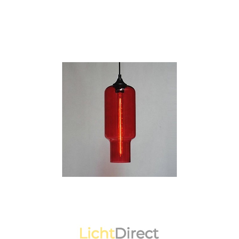 Moderne glazen hanglamp in bruin bubbeldesign