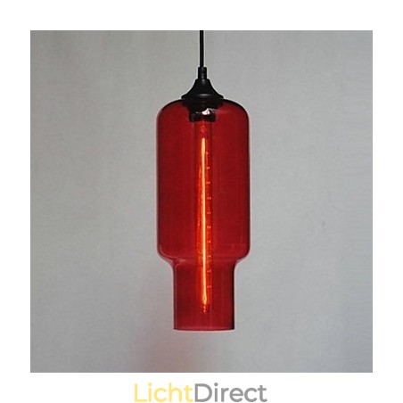 Moderne glazen hanglamp in bruin bubbeldesign