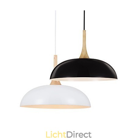 Mini Artistieke Hanglamp 1 Licht Moderne Eenvoud Zwart Witte Afwerking Aluminium & Houten Hanglamp