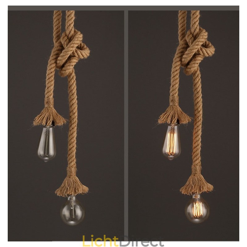 1 licht DIY kunst henneptouw licht creatieve henneptouw kroonluchter lang 100cm Stuur 1 lamp