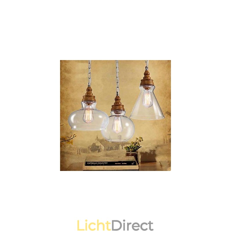 Houtnerf Kristallen Hanglamp Café Verlichting Lampen En Lantaarns