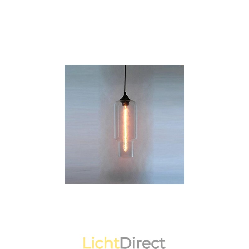 Moderne glazen hanglamp in bruin bubbeldesign