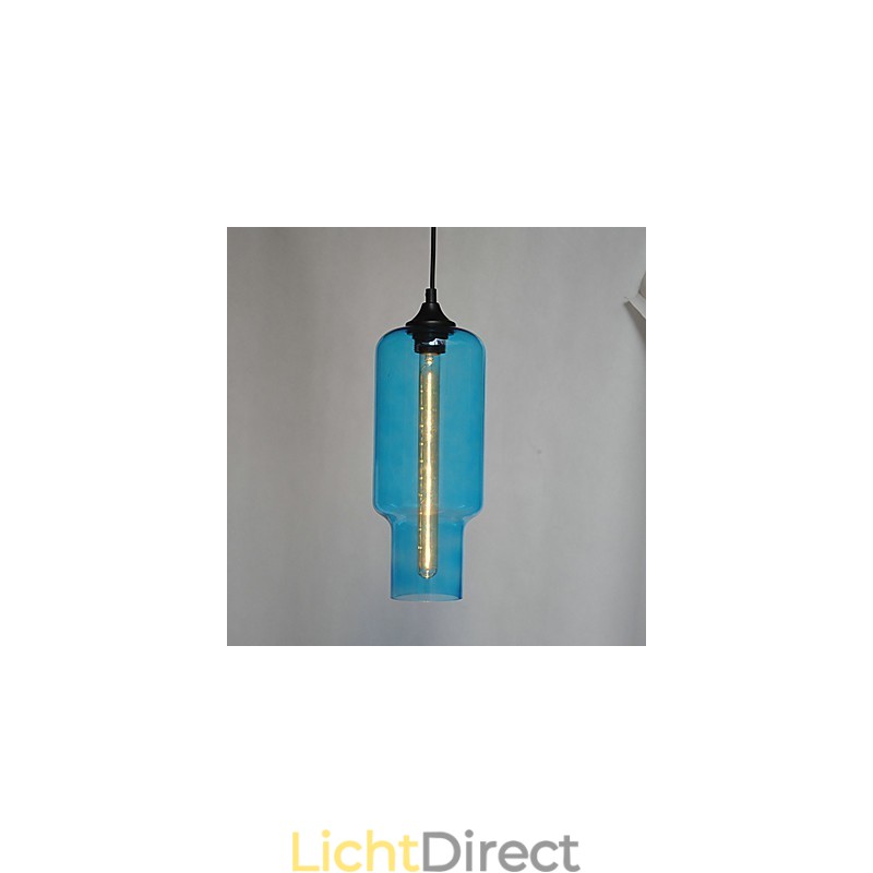 Moderne glazen hanglamp in bruin bubbeldesign