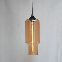 Moderne glazen hanglamp in bruin bubbeldesign