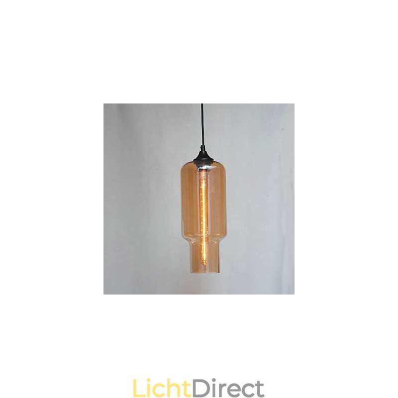 Moderne glazen hanglamp in bruin bubbeldesign