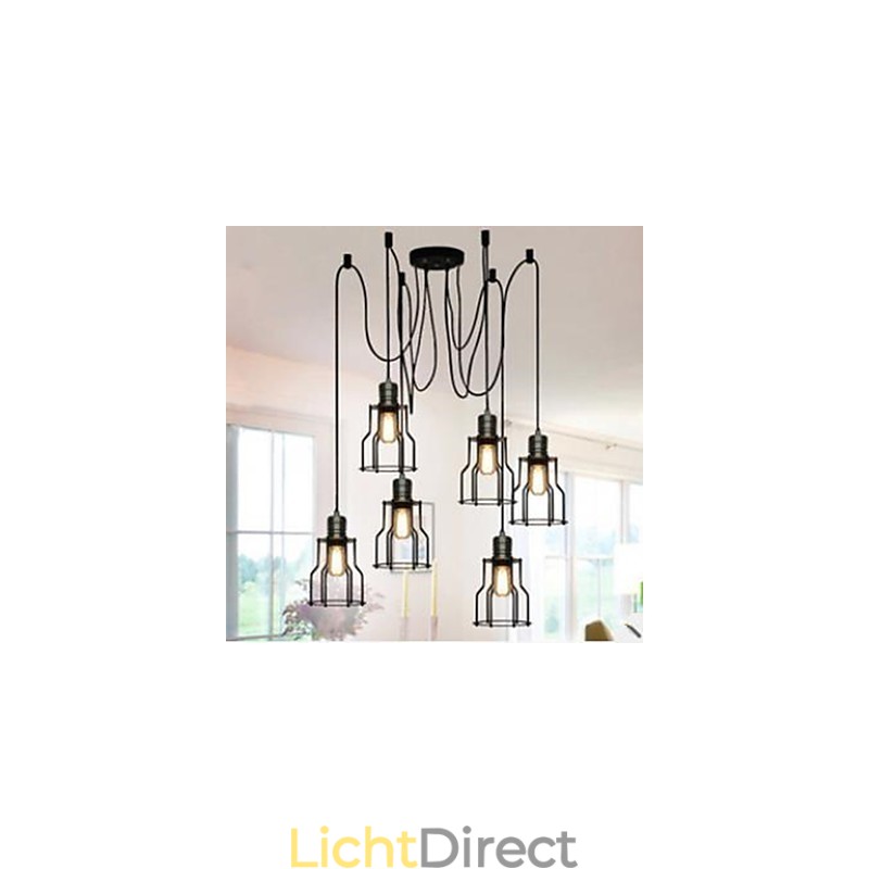 Amerikaans Landelijk Industrieel Individualiteit Creatief Zittend Zes kleine Kookplaat Hoofd Hanglamp