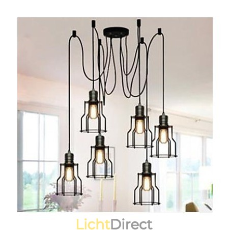 Amerikaans Landelijk Industrieel Individualiteit Creatief Zittend Zes kleine Kookplaat Hoofd Hanglamp