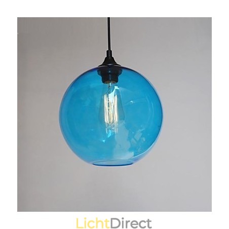 Moderne glazen hanglamp in rond blauw bubbeldesign Moderne glazen hanglamp in rond blauw bubbeldesign