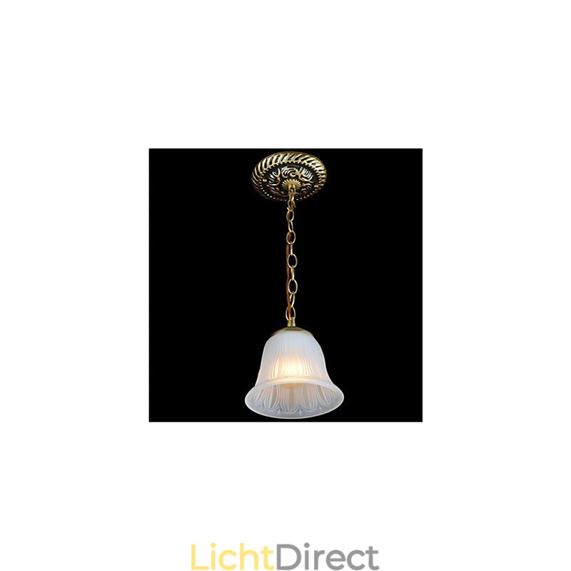 Bronzen hanglamp patroon glazen kap Europees retro klassiek