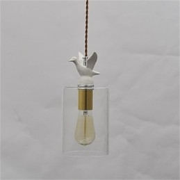 Creatieve vogel glazen kroonluchter hanglamp met glazen kap