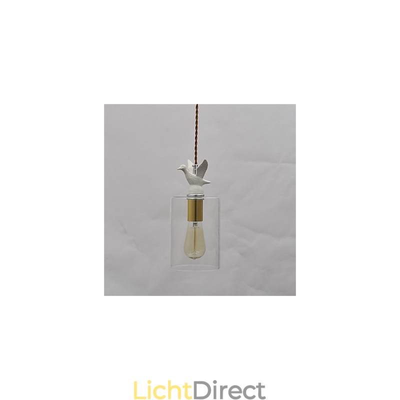 Creatieve vogel glazen kroonluchter hanglamp met glazen kap