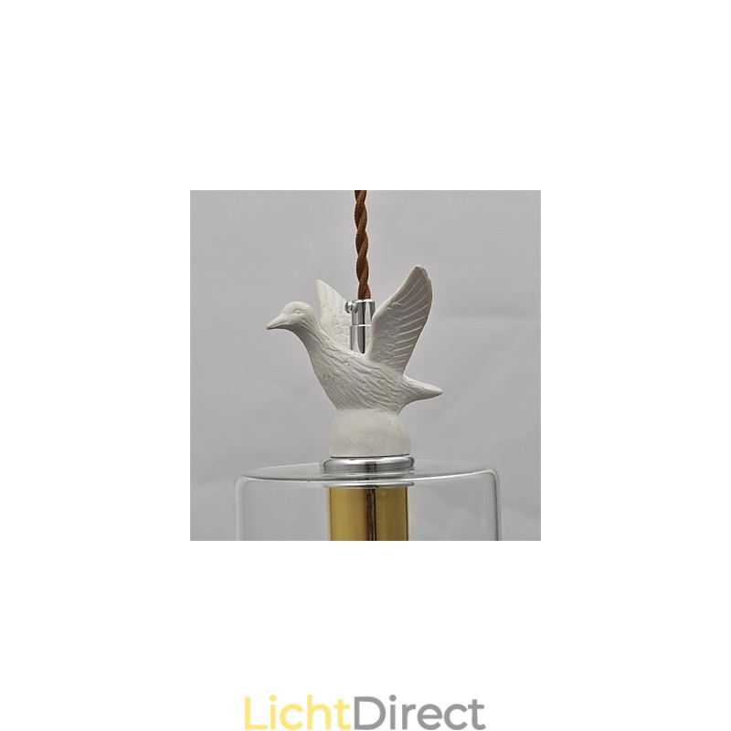 Creatieve vogel glazen kroonluchter hanglamp met glazen kap