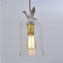 Creatieve vogel glazen kroonluchter hanglamp met glazen kap