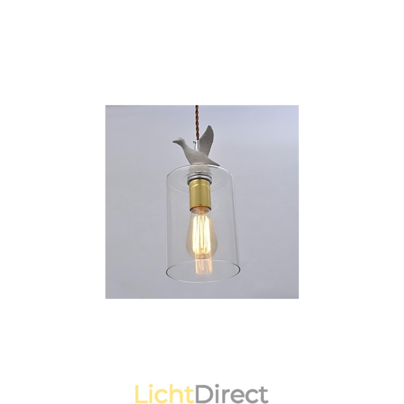 Creatieve vogel glazen kroonluchter hanglamp met glazen kap
