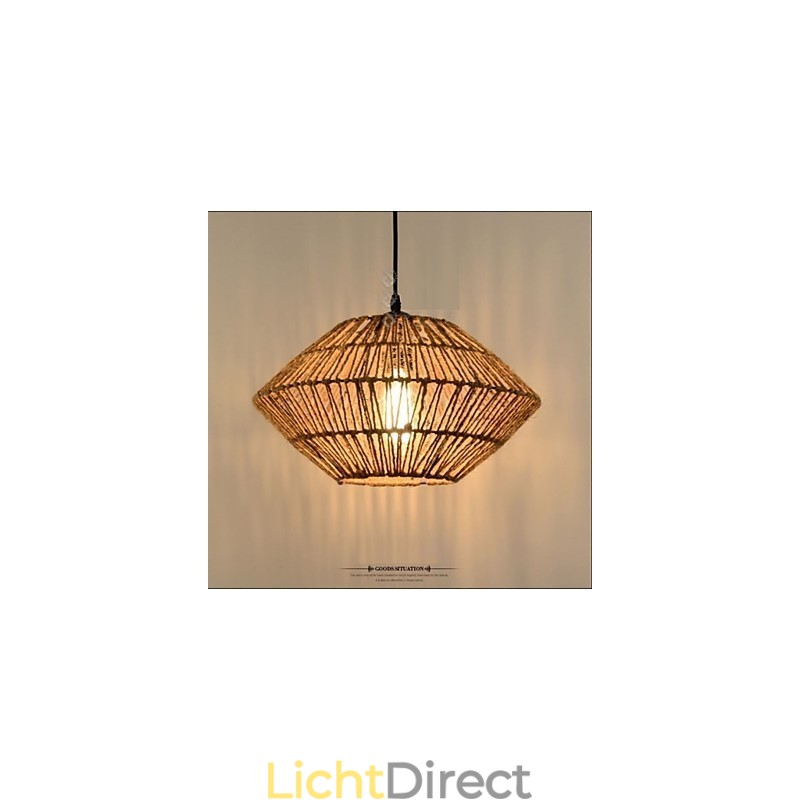Vintage hanglamp van touw met één lichtbron