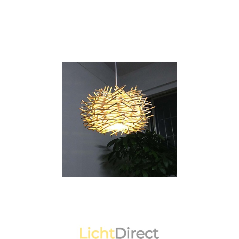 Hedendaagse en gecontracteerde hanglamp 1 lichts houten handgeweven