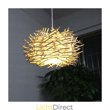 Hedendaagse en gecontracteerde hanglamp 1 lichts houten handgeweven Hedendaagse en gecontracteerde hanglamp 1 lichts houten handgeweven