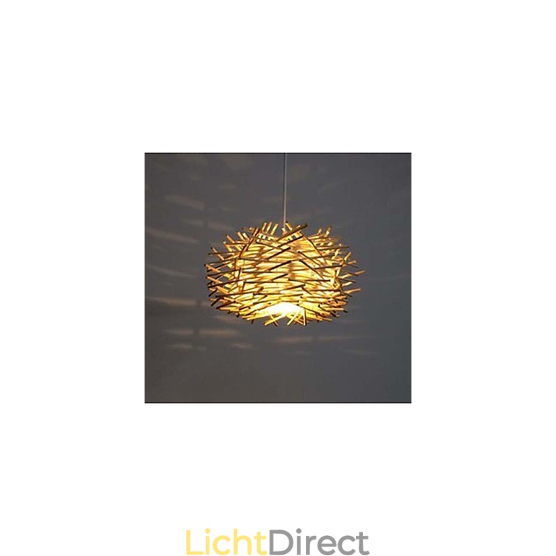 Hedendaagse en gecontracteerde hanglamp 1 lichts houten handgeweven