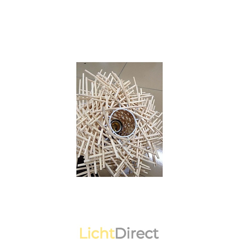 Hedendaagse en gecontracteerde hanglamp 1 lichts houten handgeweven