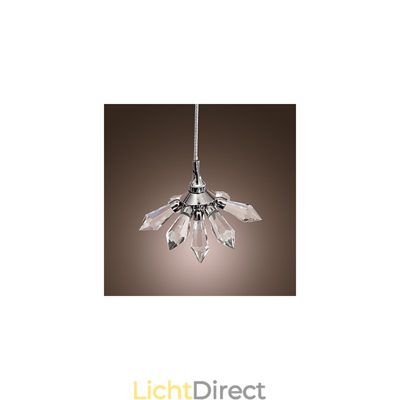 Moderne, eigentijdse kristallen mini-stijl chromen metalen hanglamp