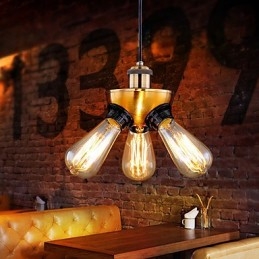 Amerikaanse industriële koperen kop drie voet hanglamp