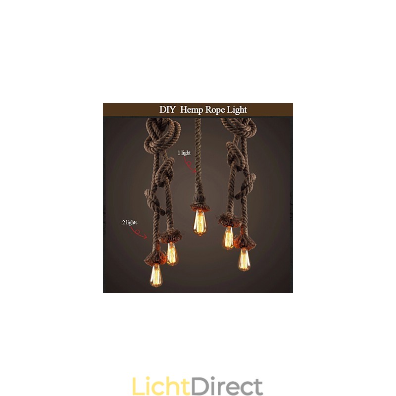 1 licht DIY kunst henneptouw licht creatieve henneptouw kroonluchter lang 100cm Stuur 1 lamp