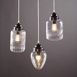 Moderne eigentijdse traditionele klassieke vintage lantaarn landelijke nikkel glazen hanglamp eetkamer