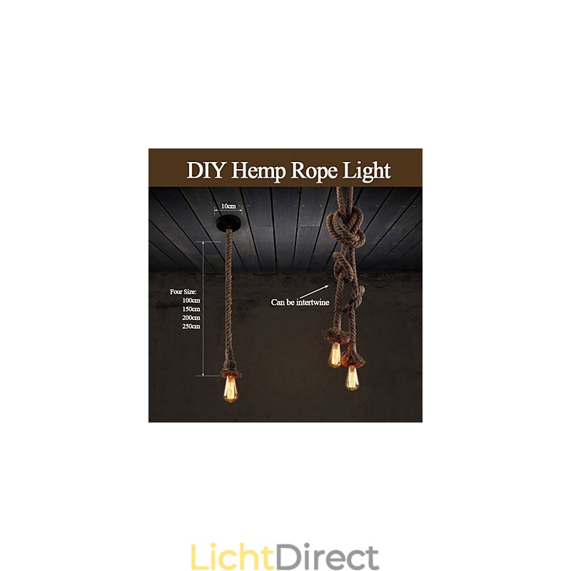 1 licht DIY kunst henneptouw licht creatieve henneptouw kroonluchter lang 100cm Stuur 1 lamp