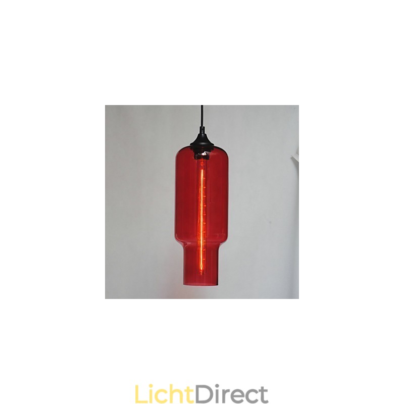 Moderne glazen hanglamp in bruin bubbeldesign