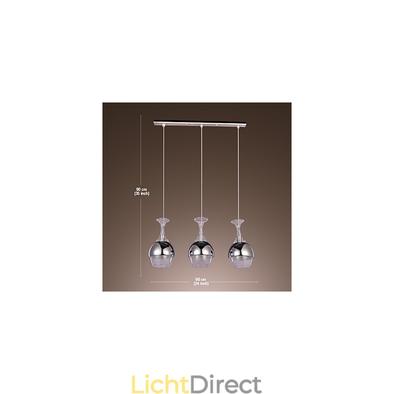 Moderne creatieve hanglamp met 3 lampen in de vorm van een kelk