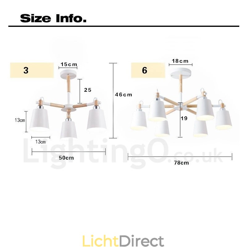 3 Lichts Moderne Hedendaagse Houten Kroonluchter Licht