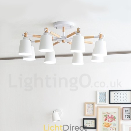 8-lichts moderne, eigentijdse houten kroonluchter 8-lichts moderne, eigentijdse houten kroonluchter