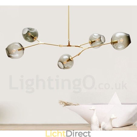 Moderne eigentijdse 5-lichts kroonluchter met glazen kaplamp Moderne eigentijdse 5-lichts kroonluchter met glazen kaplamp