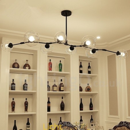 8-lichts moderne eigentijdse kroonluchter met heldere glazen kap en lamp (zwartgoud) 8-lichts moderne eigentijdse kroonluchter met heldere glazen kap en lamp (zwartgoud)