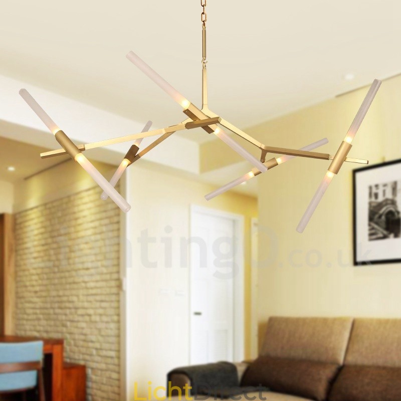 10-lichts moderne, eigentijdse kroonluchter (zwart, goud)