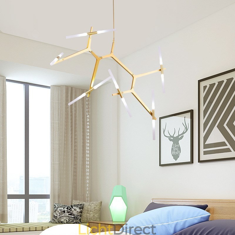 12 Lichts Moderne Hedendaagse Kroonluchter Licht (Zwart Goud)