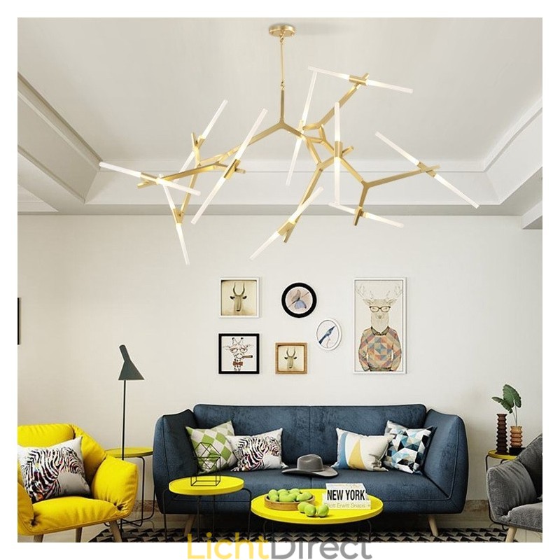 Moderne eigentijdse kroonluchter met 20 lampen (zwartgoud)