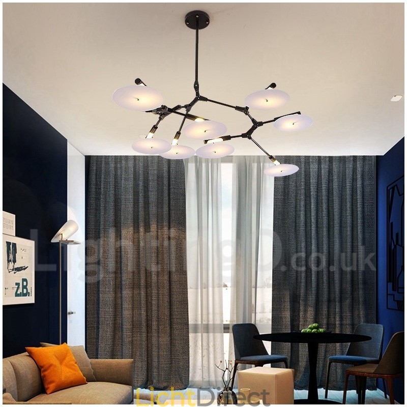 Zwarte 8-lichts moderne eigentijdse kroonluchterlamp