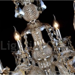 Retro Vintage Cognac Kleur K9 Kristal Moderne Kroonluchter met 6 Lampen