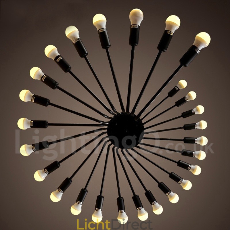 Zwarte 26-lichts retro vintage moderne eigentijdse kroonluchterlamp