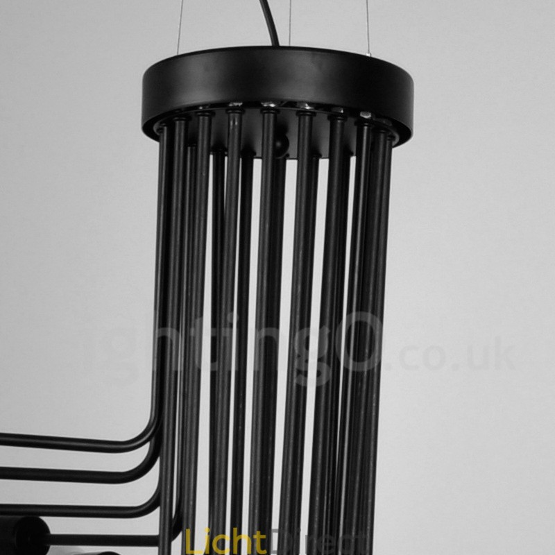 Zwarte 26-lichts retro vintage moderne eigentijdse kroonluchterlamp