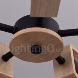Houten enkelvoudige kroonluchter met 3 lampen, moderne, eigentijdse stijl