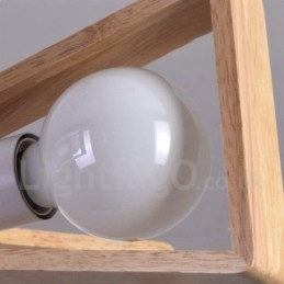 Houten enkelvoudige kroonluchter met 3 lampen, moderne, eigentijdse stijl