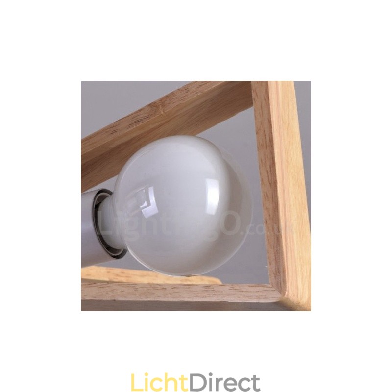 Houten enkelvoudige kroonluchter met 3 lampen, moderne, eigentijdse stijl
