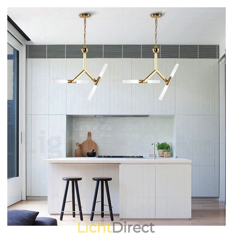 Moderne eigentijdse 2-laags 4-lichts gouden kroonluchterlamp