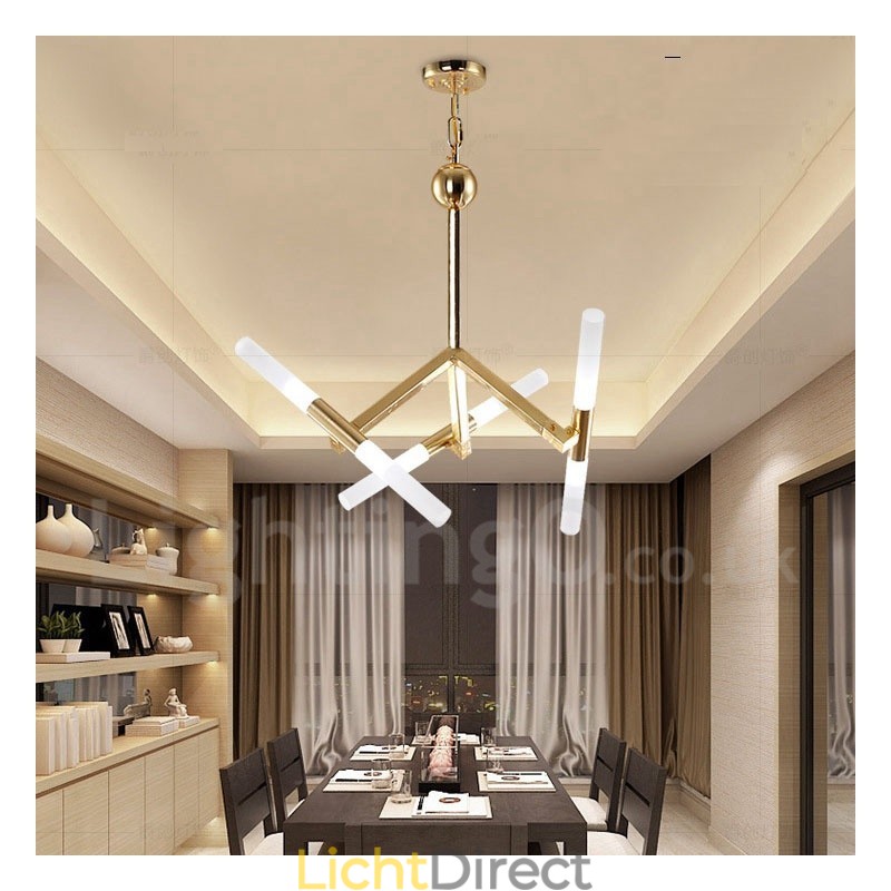 Moderne eigentijdse 2-laags 6-lichts gouden kroonluchterlamp