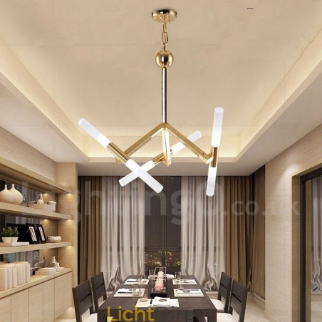 Moderne eigentijdse 2-laags 6-lichts gouden kroonluchterlamp